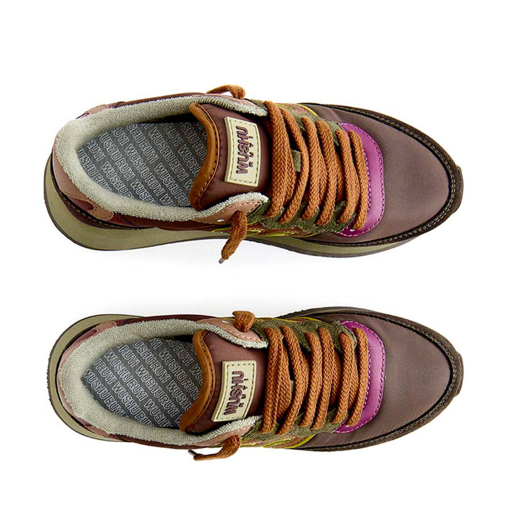 Sneakers Donna WUSHU RUYI Master 715 in Nylon e Suede Coffee Bean e Citronelle