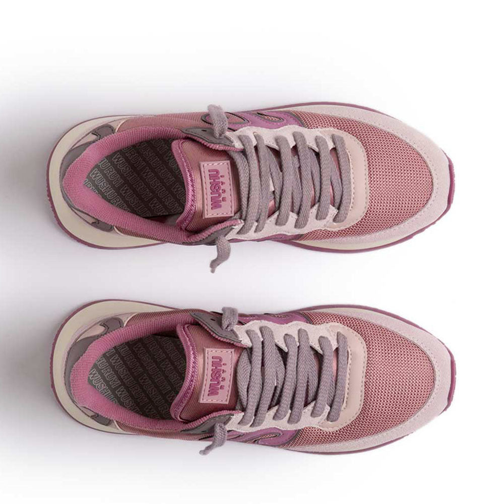 Damen-Sneaker WUSHU RUYI Master Sport 508 aus Nylon und Wildleder in Early Hours Dark Pink Lavender Lily und Gray Morning Onyx und Winter Pear