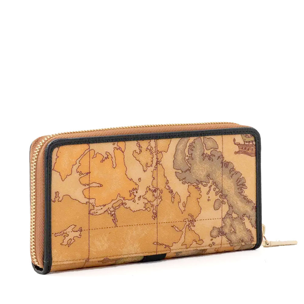 Portafoglio Donna Zip Around 1A Classe Alviero Martini linea Valley Geo Nero e Geo Classic PP01