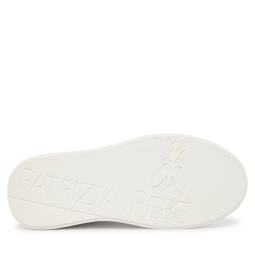 Sneakers Platform PATRIZIA PEPE Girl in Pelle Bianca con Logo Gioiello
