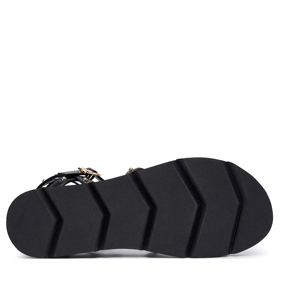 Sandali Donna PATRIZIA PEPE Girl linea Fly Micro Alto in Eco Nappa Nera con Borchie