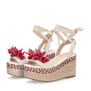 Sandali Donna con Zeppa LIU JO Bali 02 in Cavas Beige e Rosso Corallo