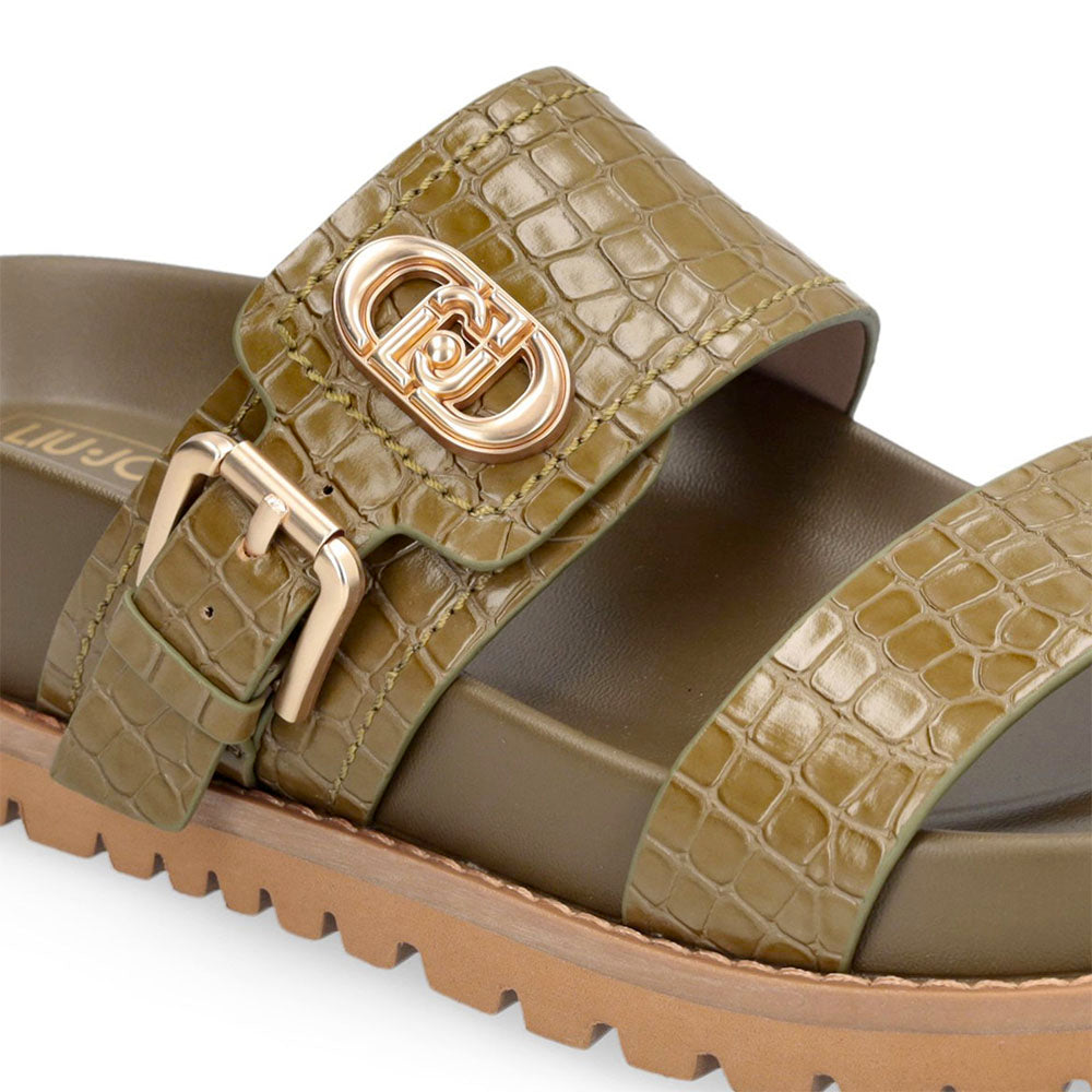 Ciabatte Donna Doppia Fascia LIU JO Livia 02 stampa Cocco Verde