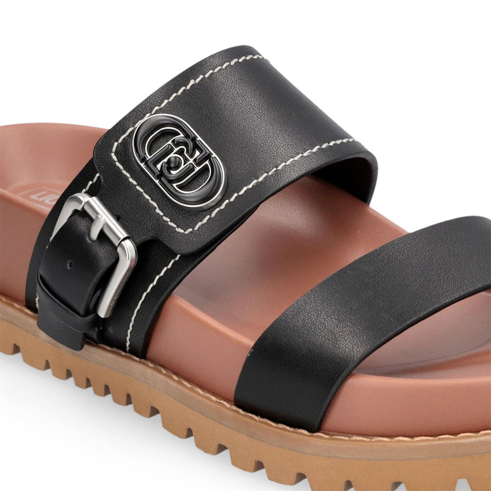Ciabatte Donna Doppia Fascia LIU JO Livia 02 in Pelle Nera