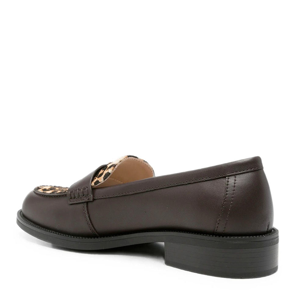 Mocassino Donna LIU JO linea Madison 02 in Pelle color Moka e Inserto in Cavallino Leopardato