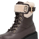 Anfibi Donna LIU JO Rumi 45F in Pelle Moka con Dettagli in Eco Fur