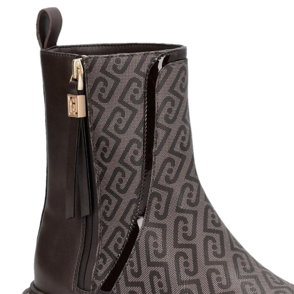 Stivali Donna LIU JO Rumi 46 in Ecopelle Saffiano stampa Monogram color Moka