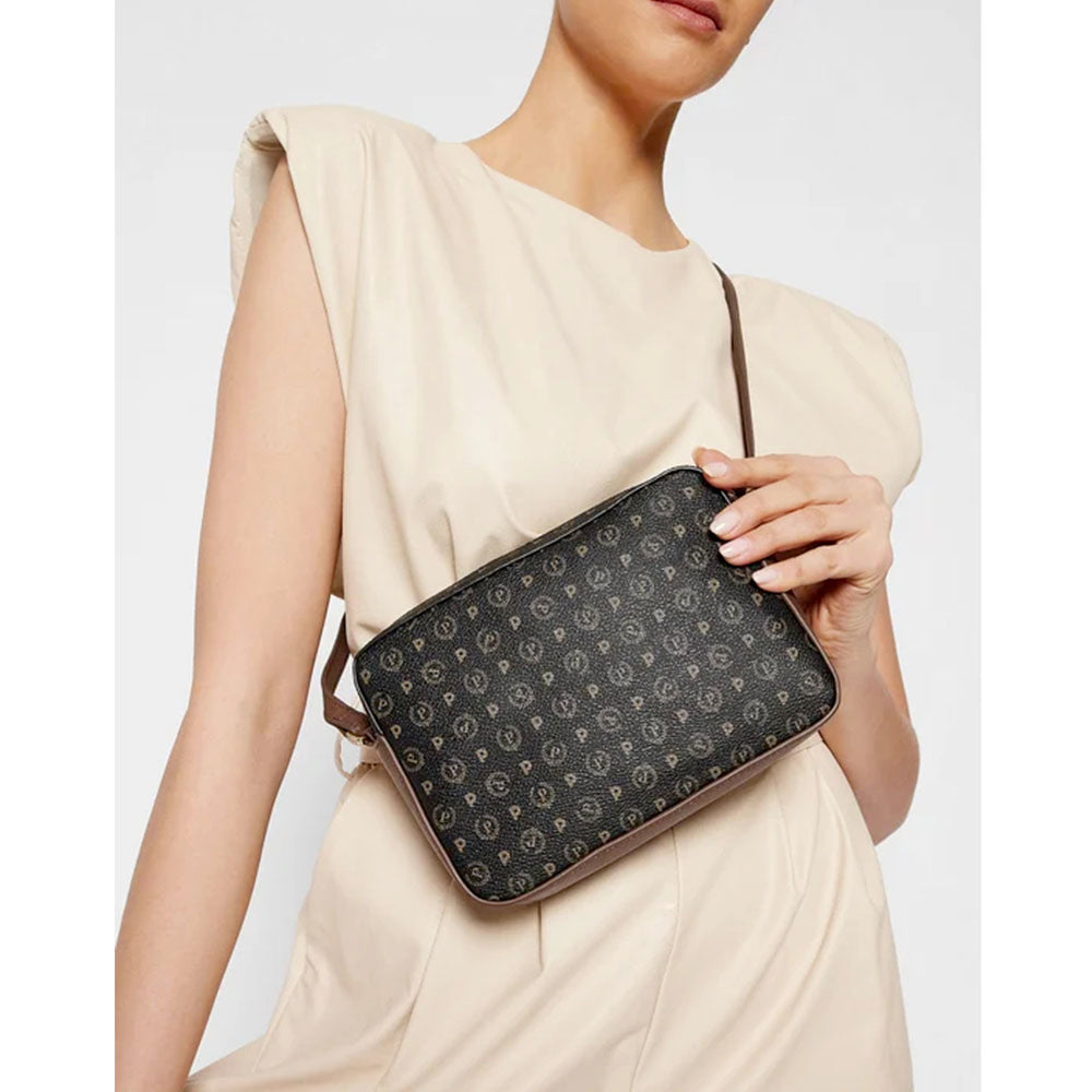 Borsa Donna a Tracolla POLLINI linea Heritage Logo Classic Avorio e Marrone