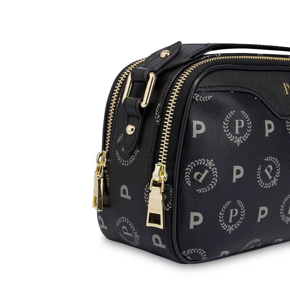 Damen-Kameratasche POLLINI Linie Heritage Logo Schwarz