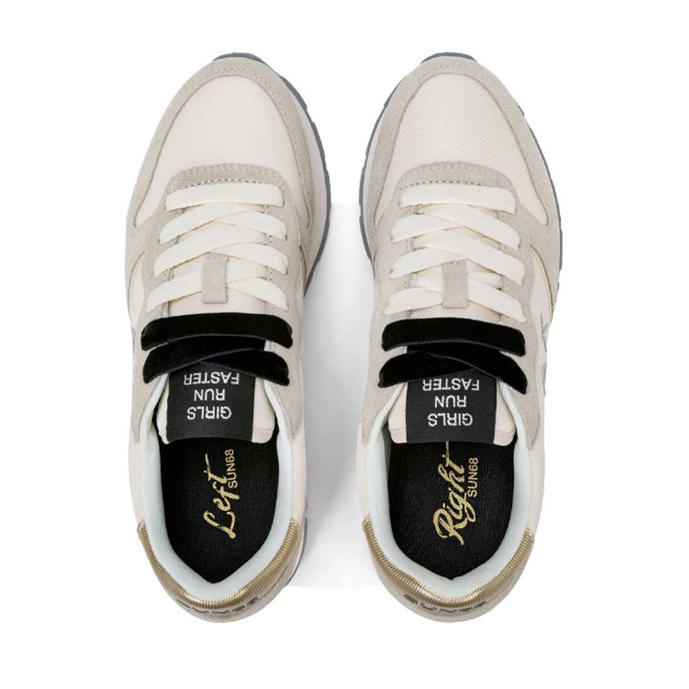 Women's Cream White Sneakers SUN68 Ally Silver Gold - Z46202