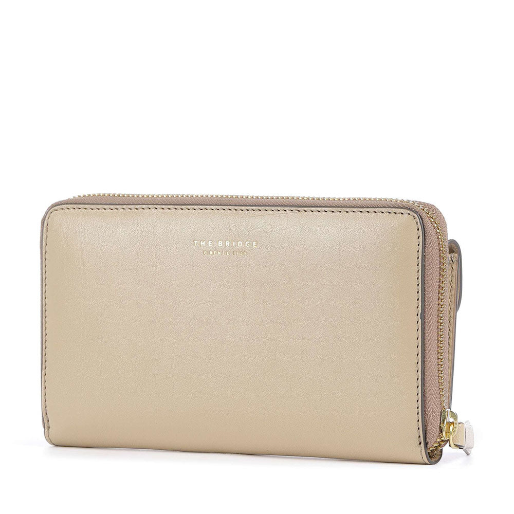 Portafoglio Donna Zip Around THE BRIDGE linea Ginevra in Pelle color Burro