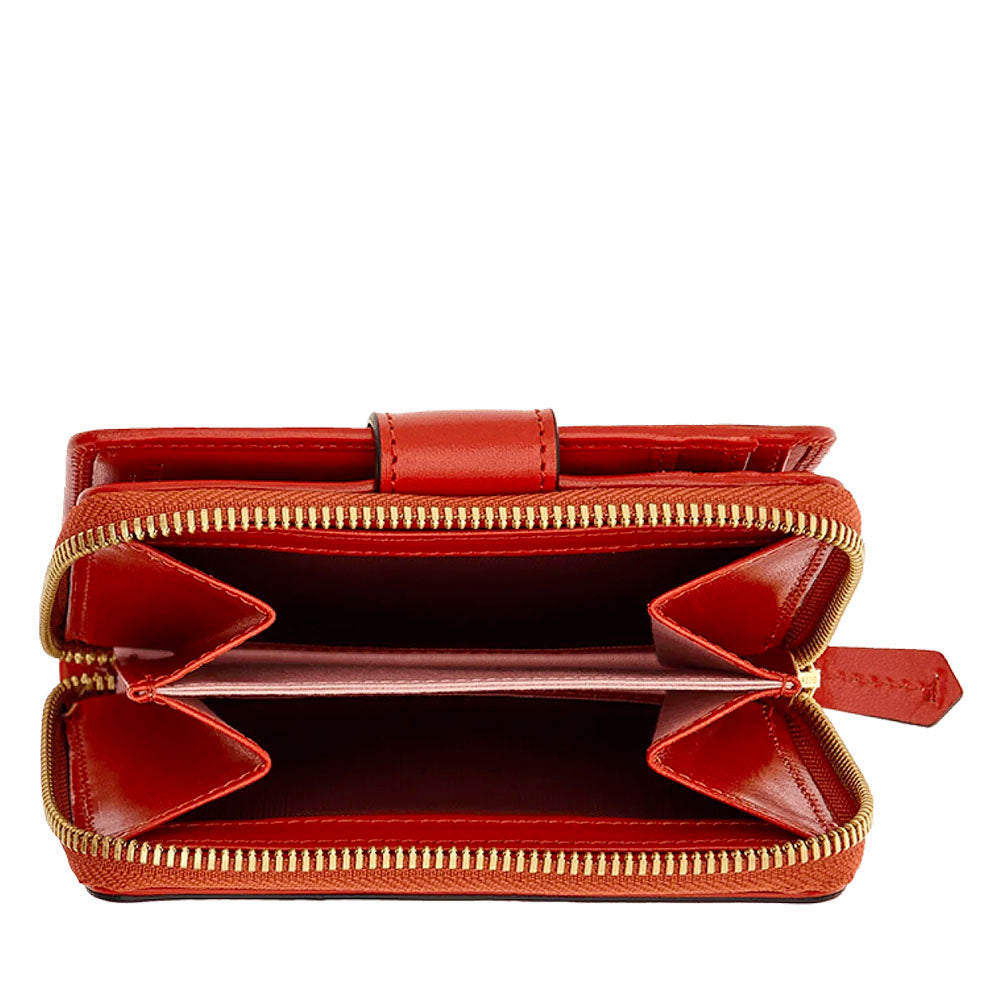 Portafoglio Donna Piccolo Zip Around THE BRIDGE linea Lucrezia in Pelle Rosso Ciliegia
