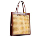Borsa Donna Shopper Verticale THE BRIDGE linea Mirra Wow in Paglia e Pelle Marrone