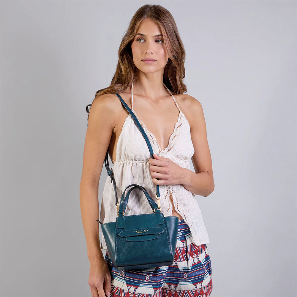 Borsa Donna a Mano THE BRIDGE linea Lucrezia in Pelle Blu Pavone