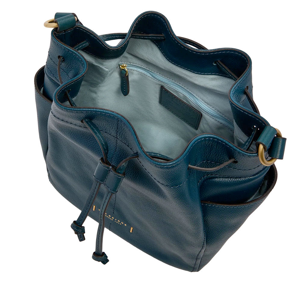 Borsa Donna Secchiello THE BRIDGE linea Letizia in Pelle Blu Pavone