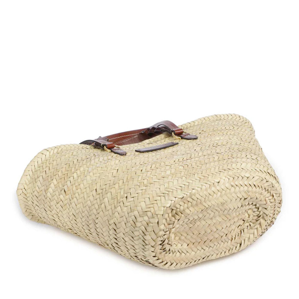 Borsa da Mare THE BRIDGE linea Clara in Rafia Naturale e Pelle Marrone