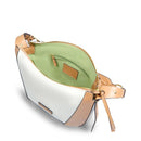 Borsa Donna a Spalla THE BRIDGE linea Fedora in Pelle Beige e Tessuto Bianco