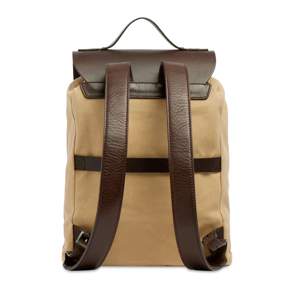 Zaino Uomo THE BRIDGE linea Igor in Tessuto Cerato Beige e Pelle Testa di Moro