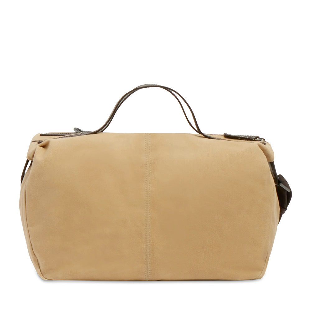 Borsone da Viaggio THE BRIDGE linea Igor in Tessuto Cerato Beige e Pelle Testa di Moro