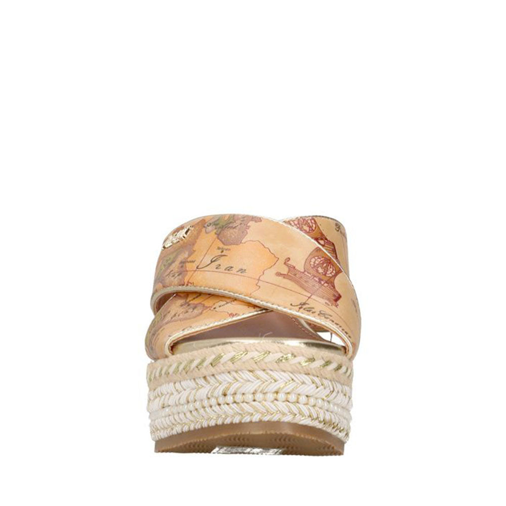 Ciabatte Donna con Zeppa 1A Classe Alviero Martini in Eco Nappa stampa Geo Classic 1401