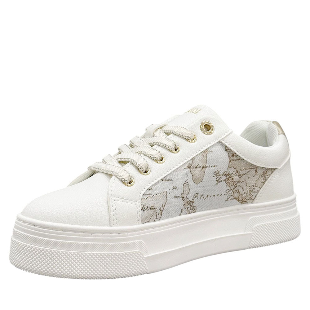 Sneakers Donna 1A Classe Alviero Martini in Eco Nappa Bianca e Geo Safari 2415