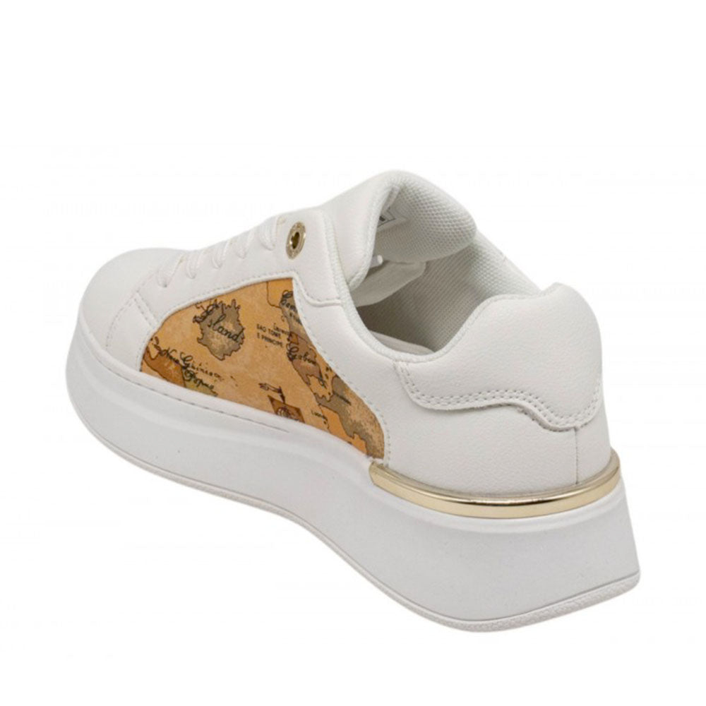 Sneakers Platform 1A Classe Alviero Martini Bianche e Geo Beige con Strass 2424