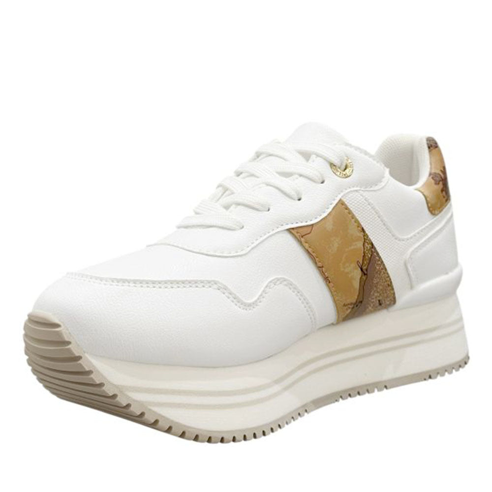 Sneakers Running 1A Classe Alviero Martini Bianche con Inserto stampa Geo Beige 2438