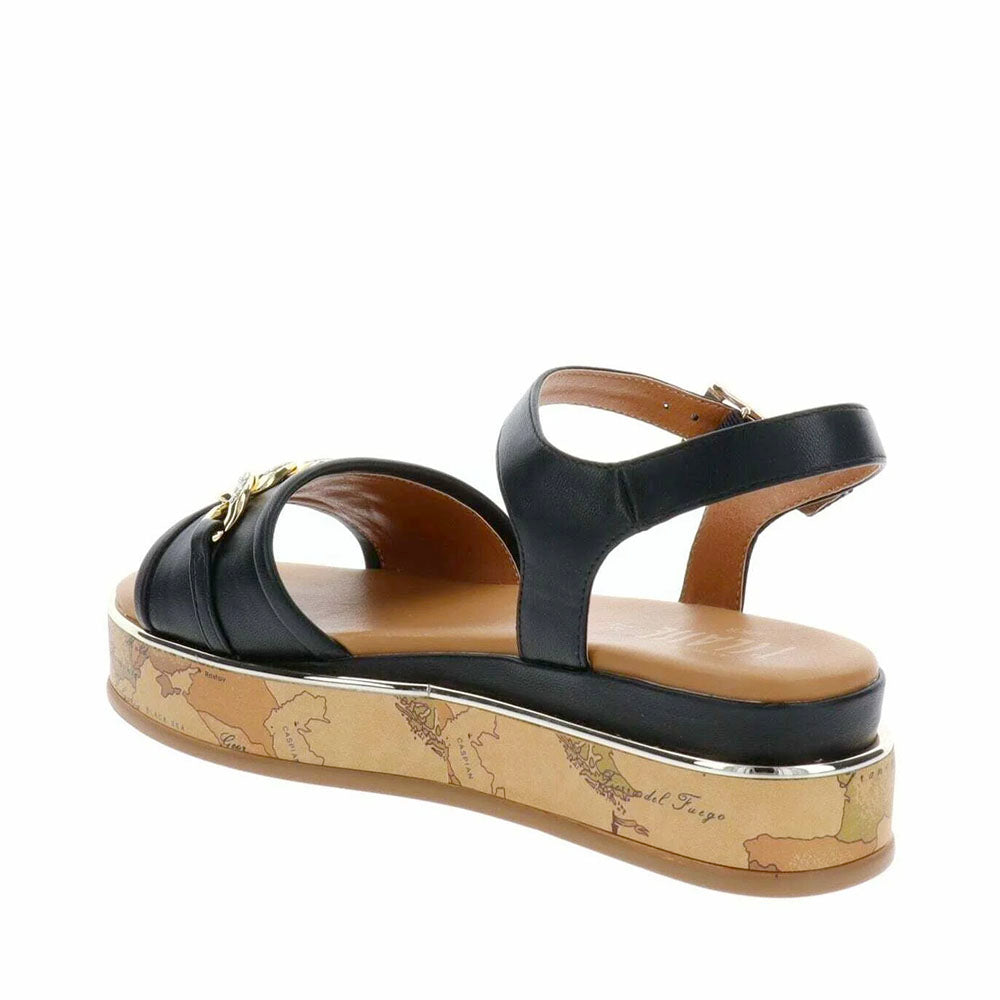 Sandali Platform 1A Classe Alviero Martini in Eco Nappa Nera con Suola Geo Classic 2479