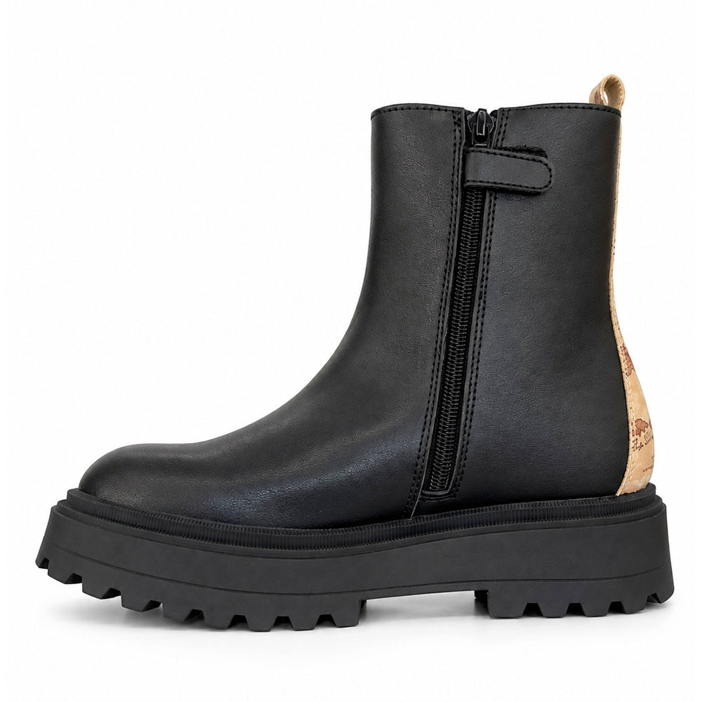 Stivaletti Beatles 1A Classe Alviero Martini in Eco Nappa Nera con Maxi Logo 2579