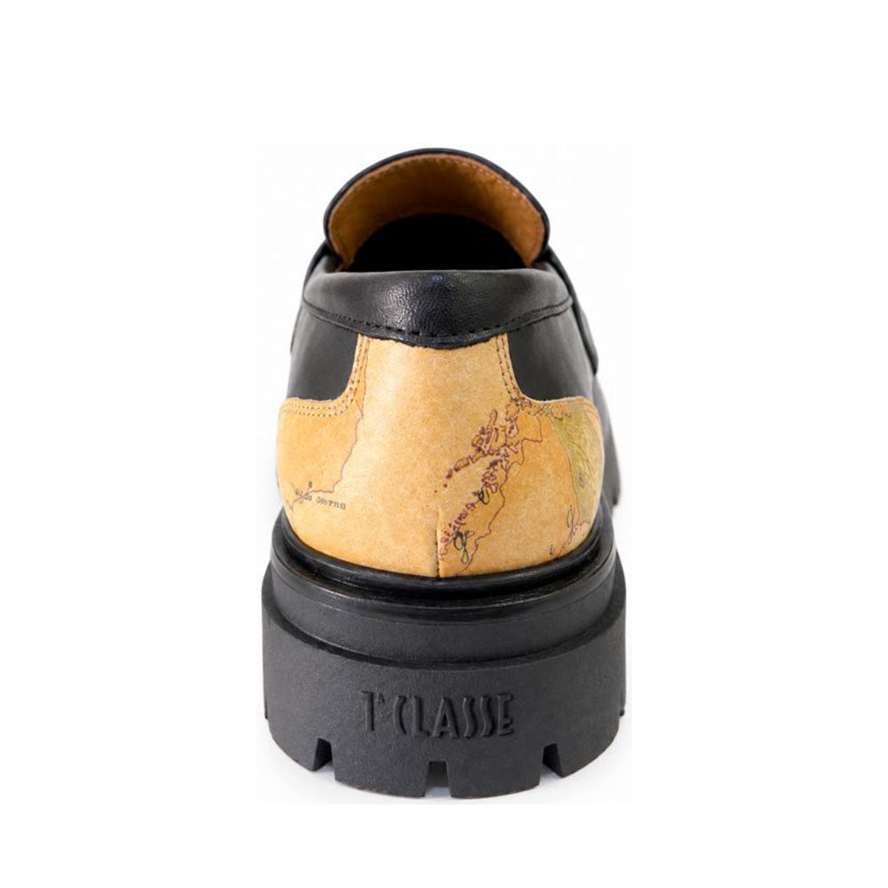 Mocassini Platform 1A Classe Alviero Martini in Pelle Nera con Inserto Geo Classic 2585