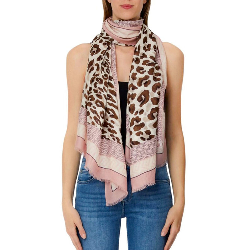 Stola Donna 90 x 180 cm LIU JO in Modal stampa Animalier Soft Peony