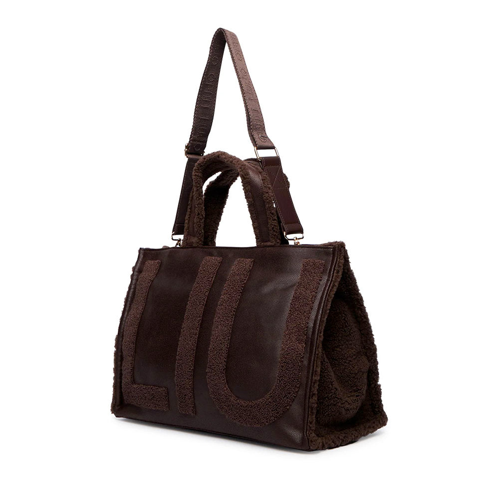 Tote Bag Donna LIU JO in Ecopelle con Logo in Fake Montone Testa di Moro