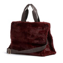 Tote Bag Donna LIU JO in Fake Fur color Melanzana con Logo