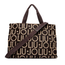 Tote Bag Donna LIU JO in Tessuto Jacquard Testa di Moro con Logo All Over