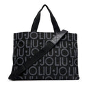 Tote Bag Donna LIU JO in Tessuto Jacquard Nero con Logo All Over