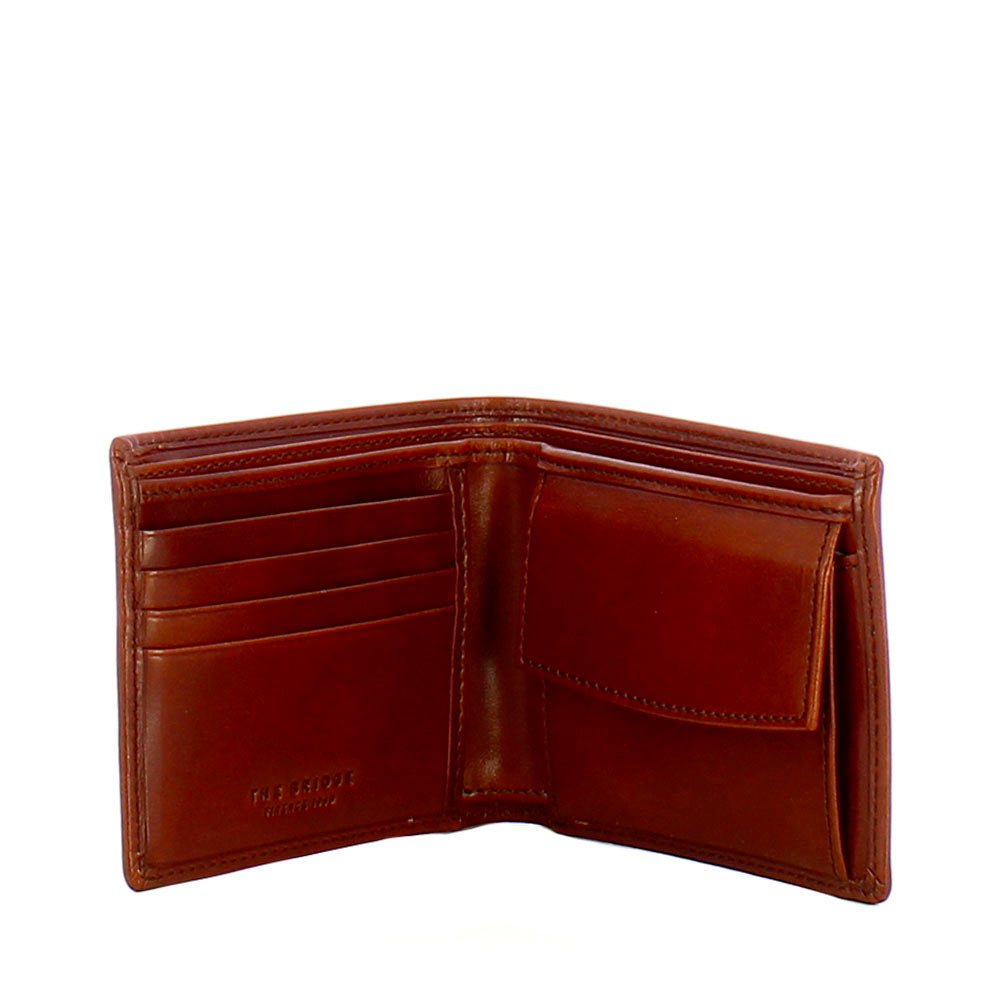Portafoglio Uomo Piccolo con Portamonete THE BRIDGE linea Lorenzo in Pelle Marrone