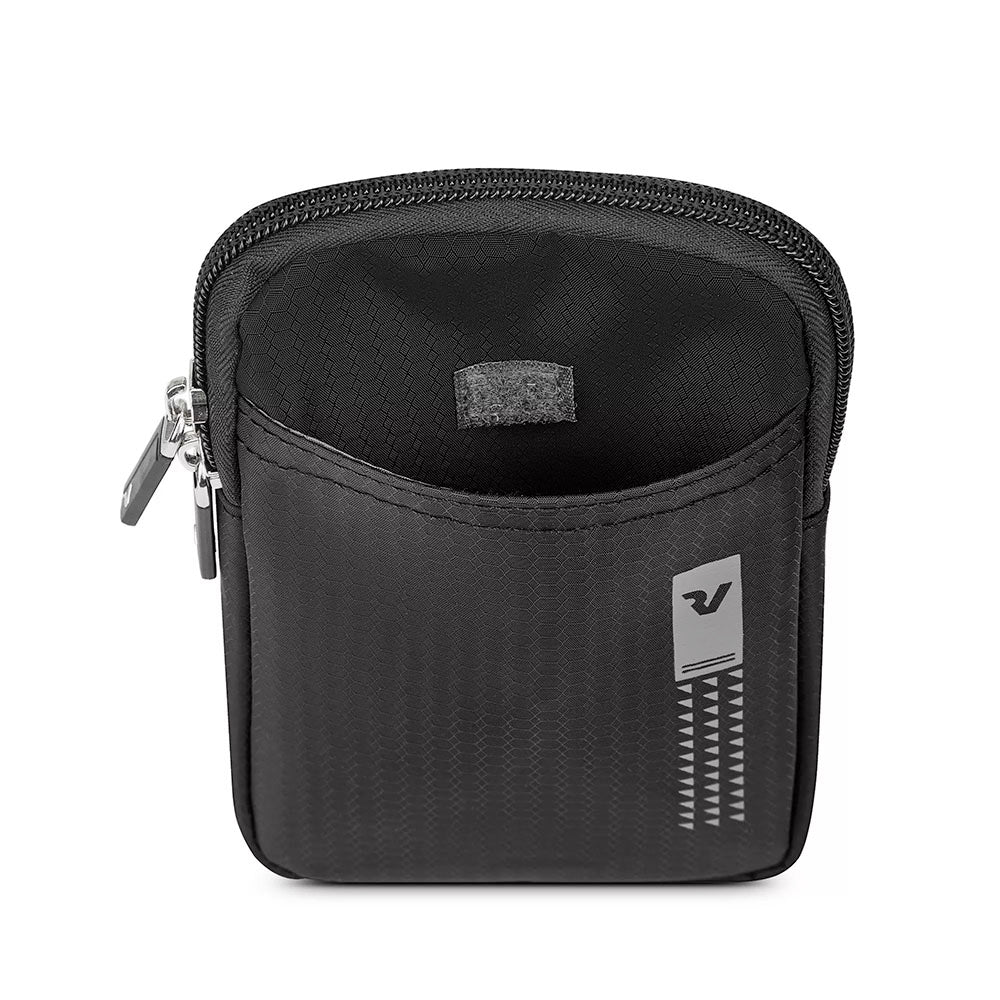 Borsello Porta Telefono RONCATO linea Lite Soft in Tessuto Nero Fumo