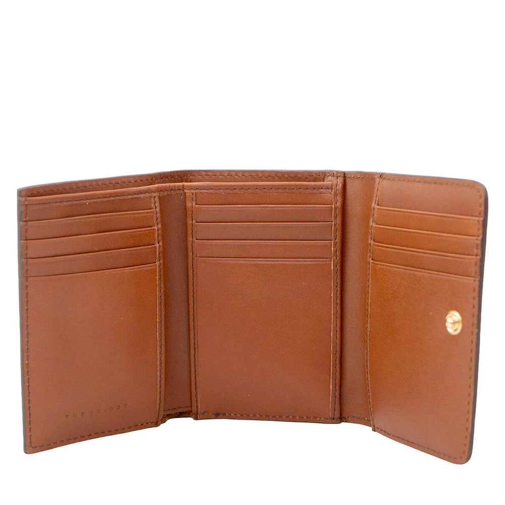 Women's Medium Brown Leather Wallet with Snap Button THE BRIDGE Cecilia