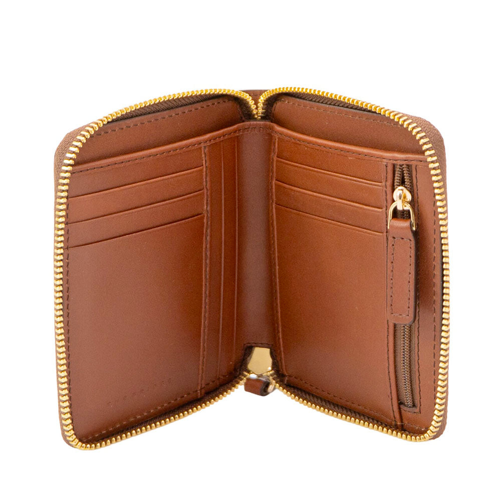 Portafoglio Donna Piccolo Zip Around THE BRIDGE linea Cecilia in Pelle Marrone