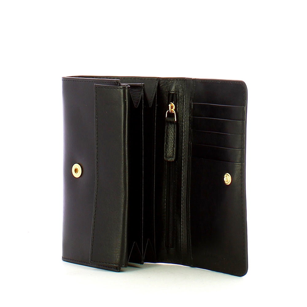 Portafoglio Donna con Bottone THE BRIDGE linea Cecilia in Pelle Nera