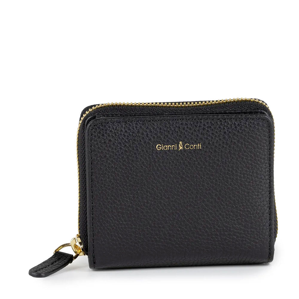 Portafoglio Donna Piccolo GIANNI CONTI linea Coco in Pelle Nera