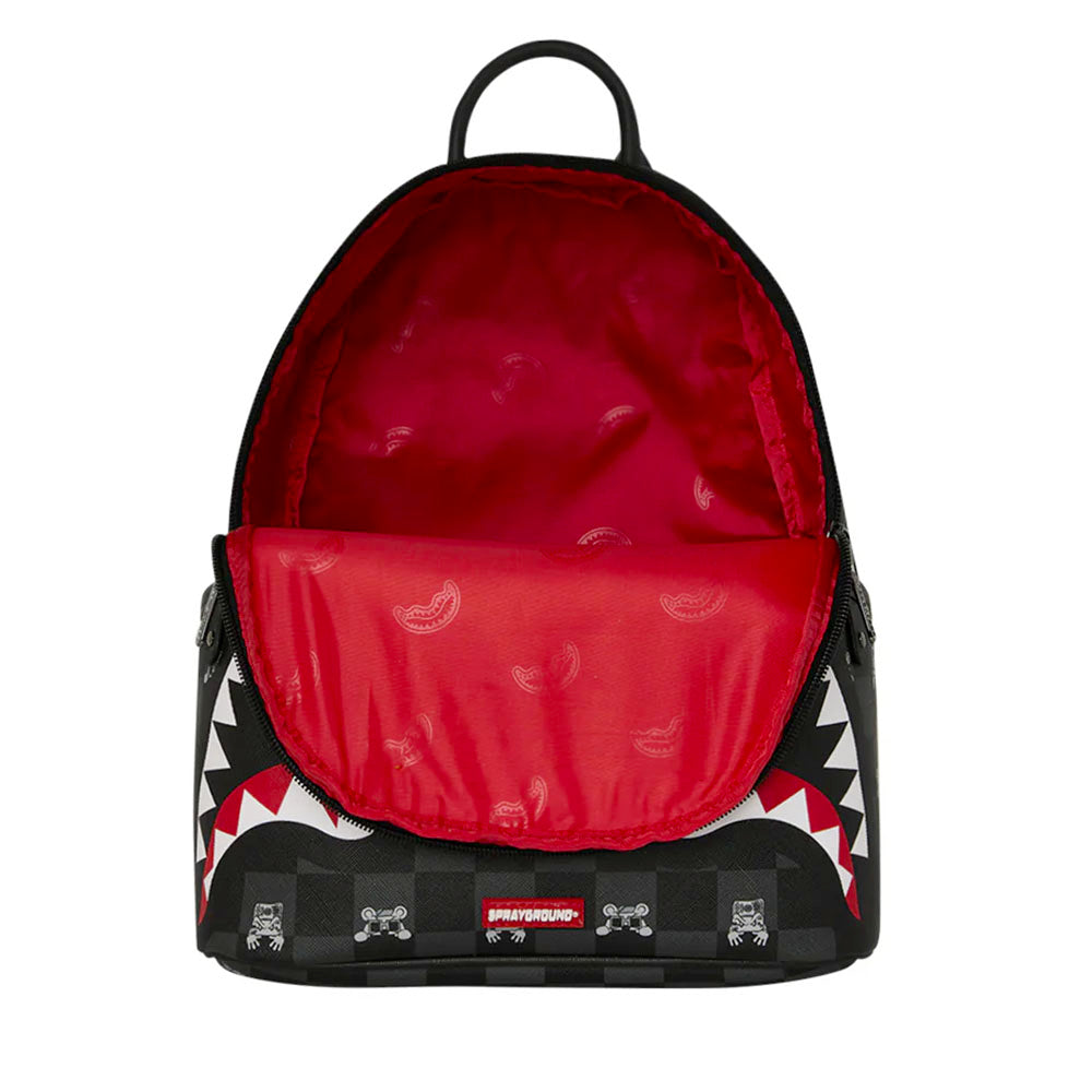 Zaino Small SPRAYGROUND stampa Gray Peeking Character Check Savage