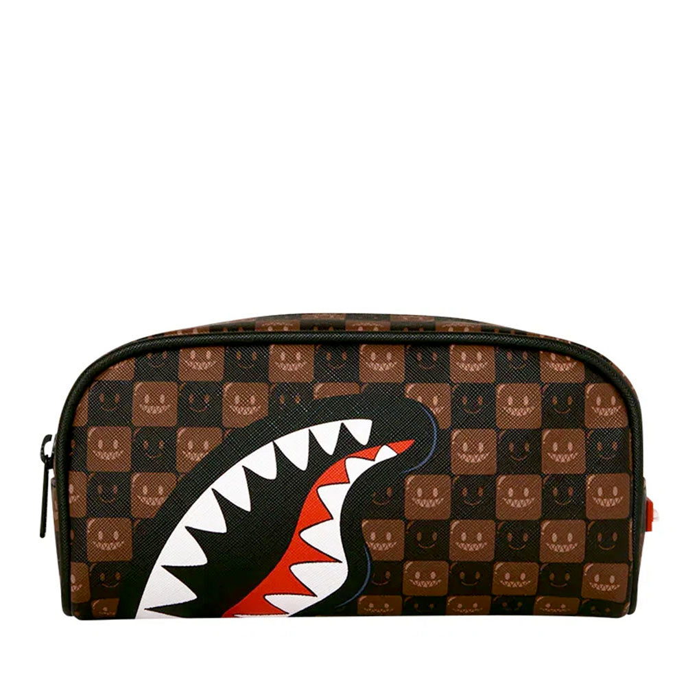 Pouch SPRAYGROUND stampa Sharks in Paris WTF Bubble Brown Check
