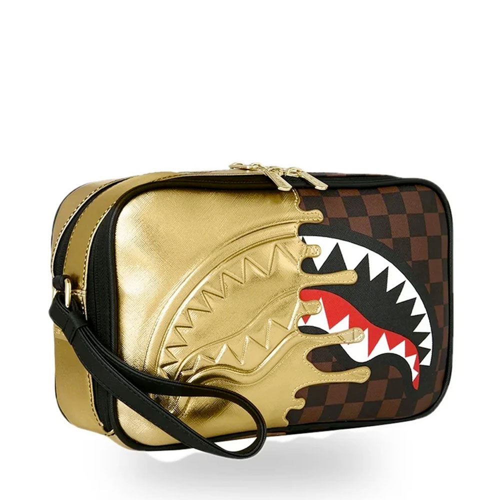 Necessaire SPRAYGROUND stampa Sharks in Paris Gold Drip