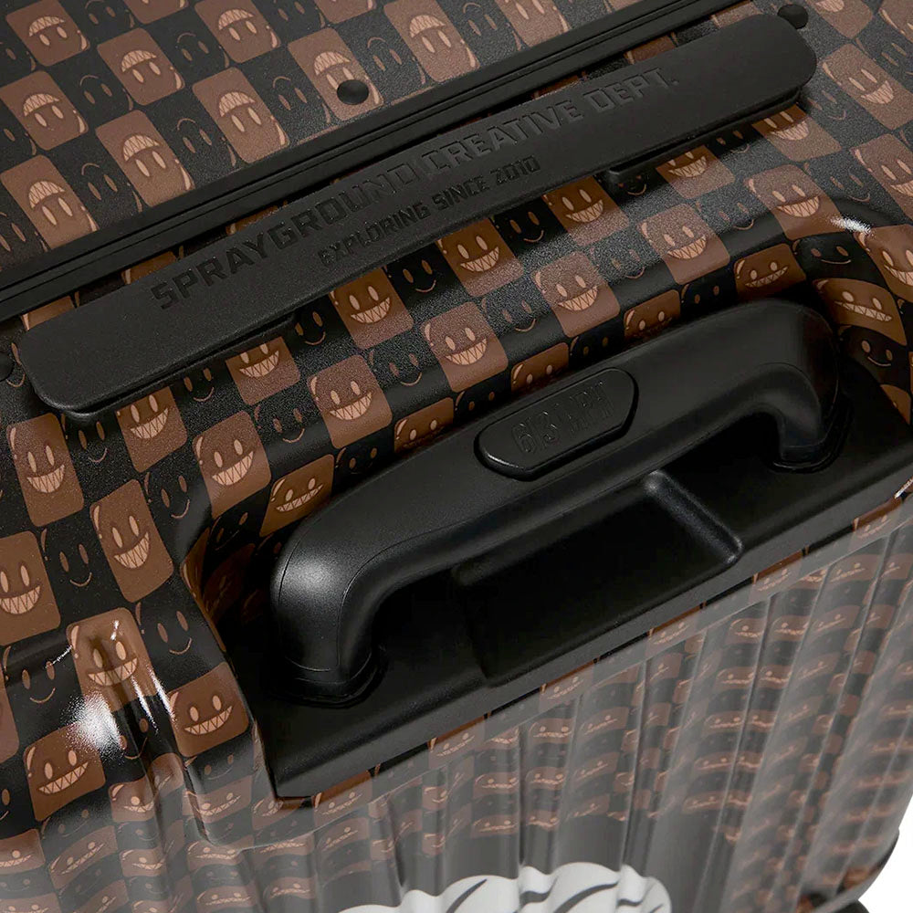 Trolley Cabina Rigido 4 Ruote SPRAYGROUND stampa Sharks in Paris WTF Bubble Brown Check