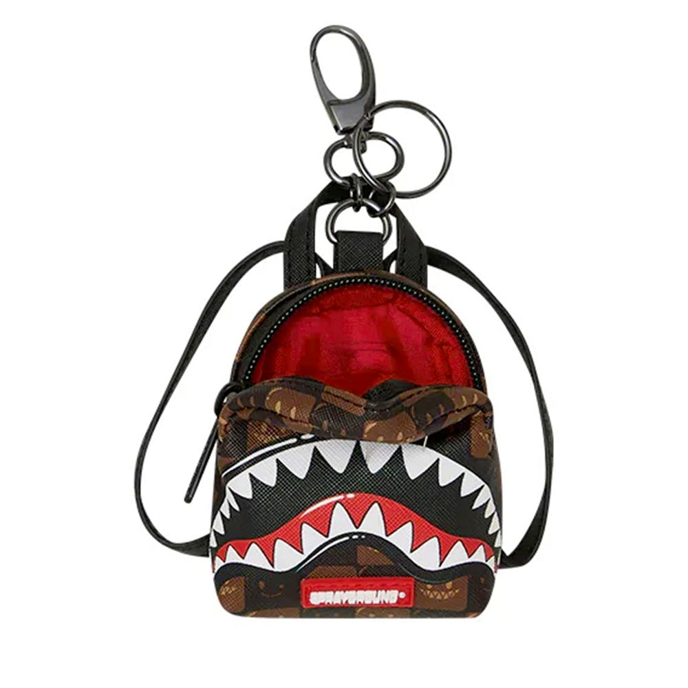Portachiavi a Forma di Zaino SPRAYGROUND stampa Sharks in Paris WTF Bubble Brown Check