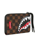 Portafoglio Piccolo con Zip SPRAYGROUND stampa Sharks In Paris WTF Bubble Brown Check