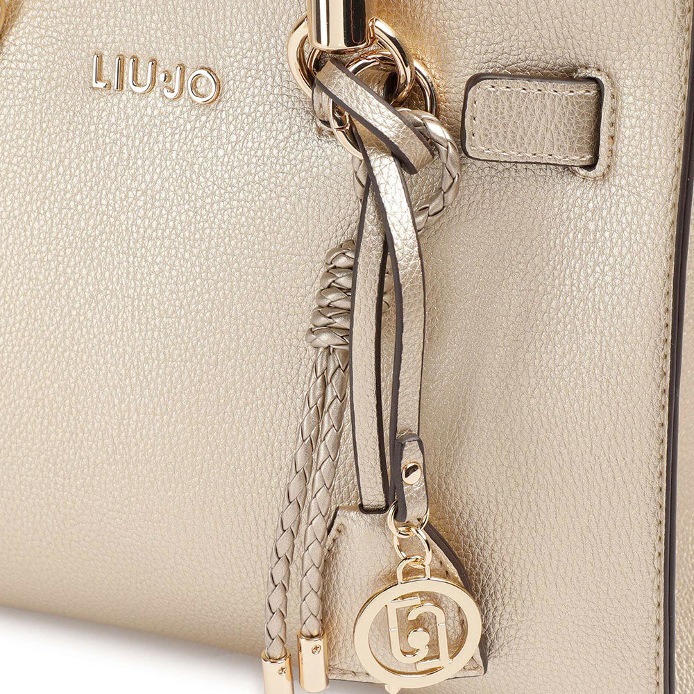 Borsa Donna a Mano LIU JO Better effetto Bottalato Light Gold con Charm