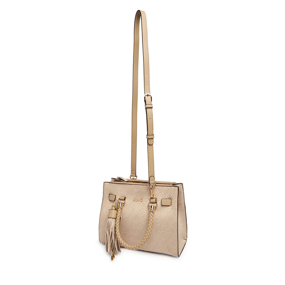 Borsa Donna a Mano LIU JO Neutro con Logo Monogram All Over