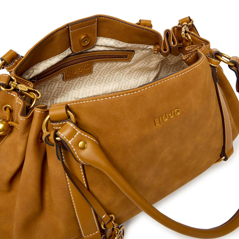 Bauletto Donna a Spalla LIU JO in Tessuto effetto Camoscio color Cammello